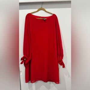 Taylor Vibrant Red Long Sleeve Chiffon Dress
